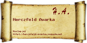 Herczfeld Avarka névjegykártya